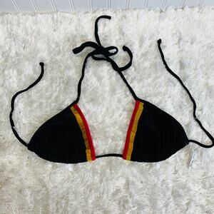 Hazel Black Fuschia Gold Velour Triangle Bikini Top Sz Large